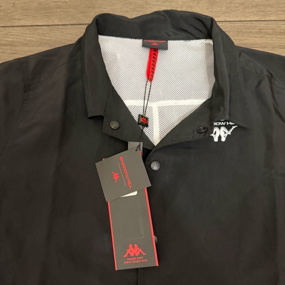 NWT Unisex Shadow Hill Kappa Black Windbreaker Jacket Sz Small